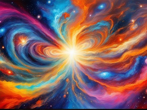 Vibrant Cosmic Explosion in Abstract Swirls