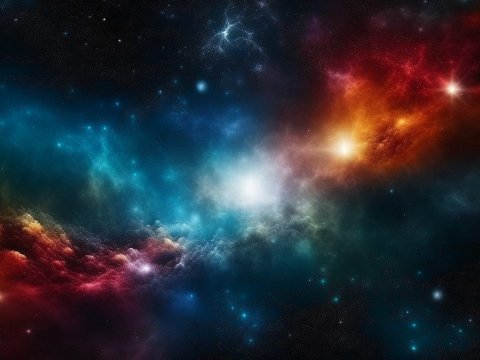 Vibrant Cosmic Nebula with Stars in Deep Space