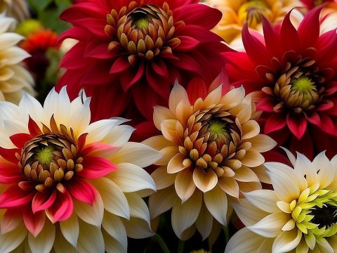 Vibrant Dahlias in Full Bloom