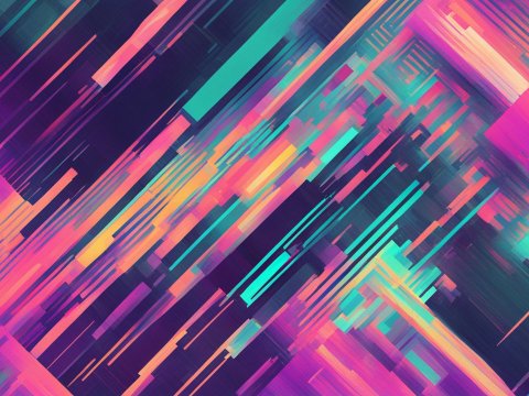 Vibrant Digital Glitch Pattern with Geometric Lines