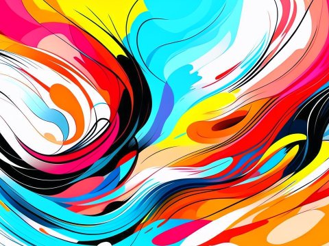 Vibrant Dynamic Abstract Art with Fluid Color Swirls