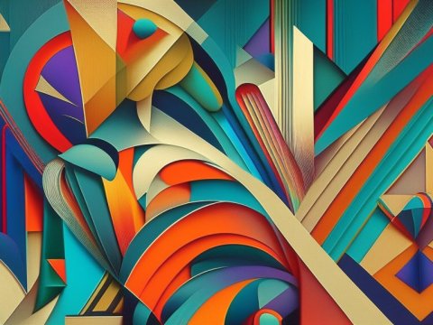 Vibrant Geometric Abstract Composition