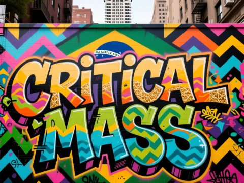 Vibrant Graffiti Art Saying 'Critical Mass' on Urban Wall