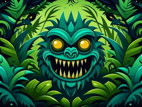 Vibrant Jungle Monster Logo with Fierce Expression
