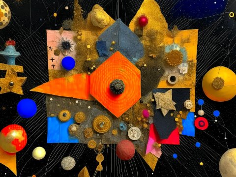 Vibrant Mixed Media Cosmic Collage