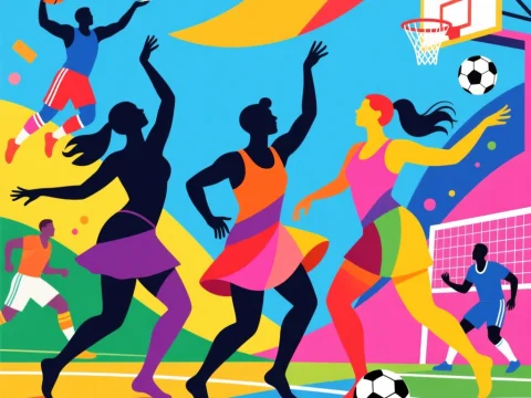 Vibrant Multi-Sport Athletes in Dynamic Action