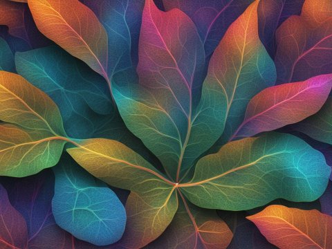 Vibrant Multicolor Leaves Digital Illustration