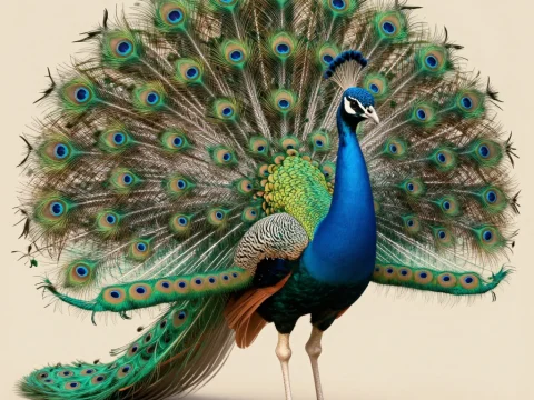 Vibrant Peacock with Full Feather Display