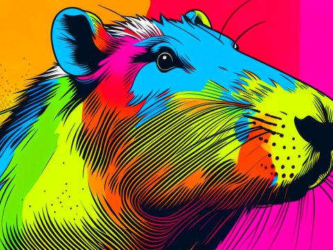 Vibrant Pop Art Capybara Portrait