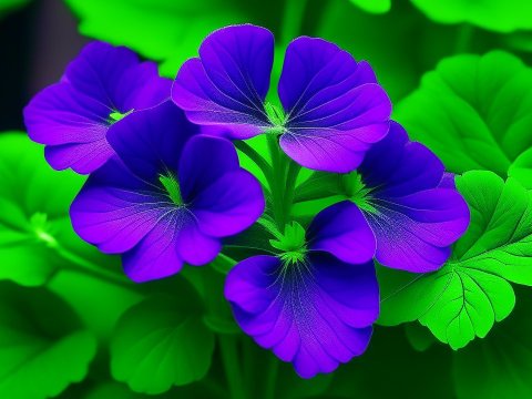 Vibrant Purple Flowers with Lush Green Leaves