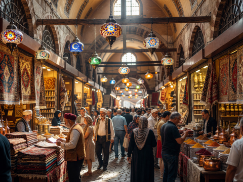 Vibrant Scene Inside Istanbul's Grand Bazaar