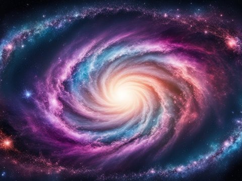 Vibrant Spiral Galaxy with Glowing Core