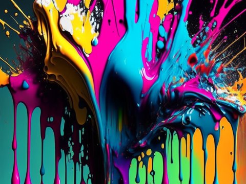Vibrant Splash of Multicolor Paint in Motion