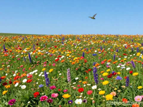 Vibrant Spring Meadow in Full Bloom
