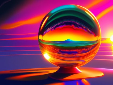 Vibrant Sunset Reflections in a Glass Sphere