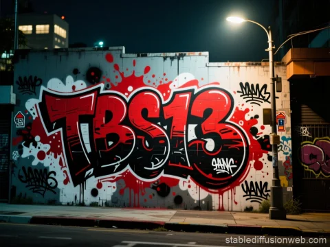 Vibrant TB S13 Graffiti Mural at Night