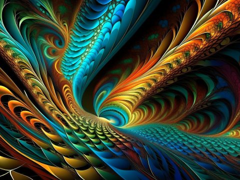 Vibrant Translucent Abstract Fractal Swirls