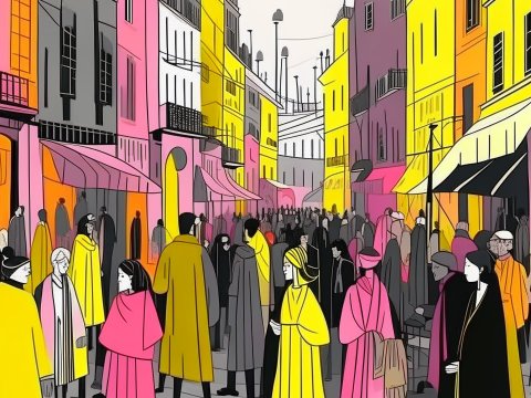Vibrant Urban Street Scene in Arcane Animation Style