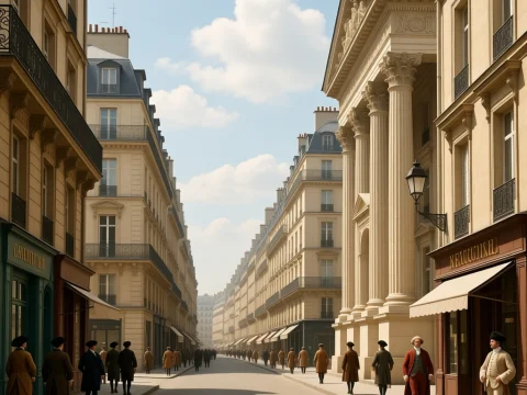 Victorian Era Street Scene with Classic Architecture