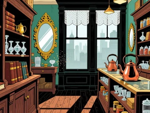 Victorian General Store Interior Illustration