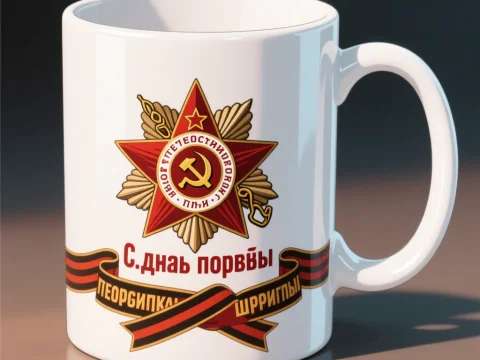 Victory Day Commemorative Mug with Soviet Emblem