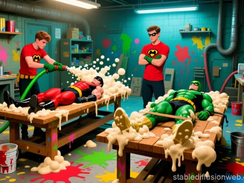 Villains Captured and Foamed in a Colorful Trap Scene