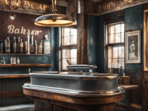 Vintage Barber Shop Interior with Classic Tools