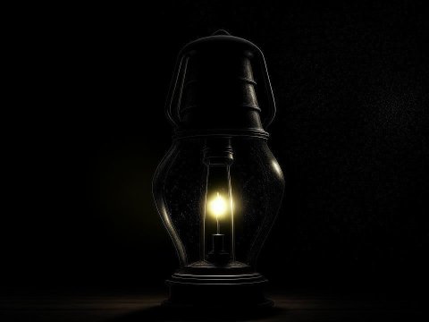 Vintage Lantern Glowing in the Dark