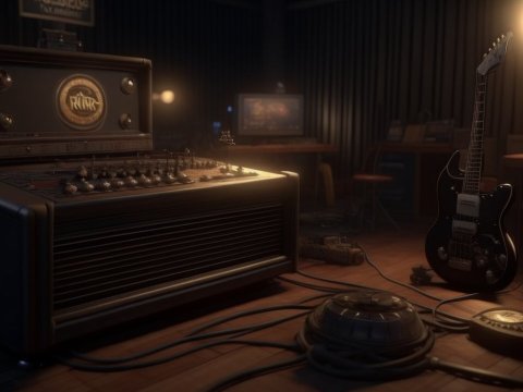 Vintage Music Studio with Electric Guitar and Amplifier