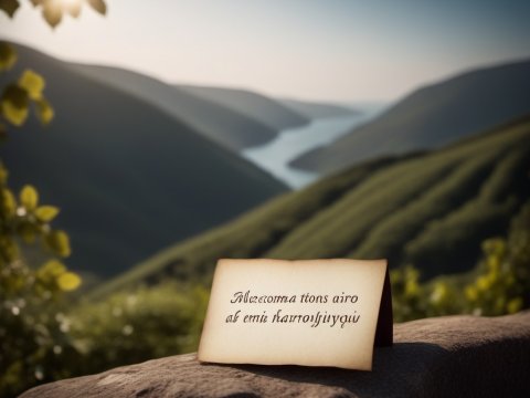 Vintage Note on a Rock Overlooking a Serene Valley