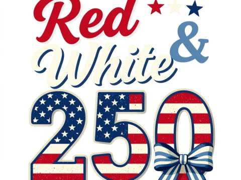 Vintage Patriotic Red White & 250 Typography Design
