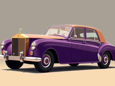Vintage Rolls Royce Classic Car in Purple and Orange