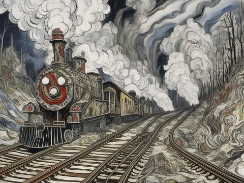 Vintage Steam Train on Mountain Railway