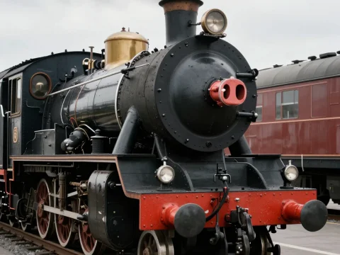 Vintage Steam Train with Pig Snout Front Detail