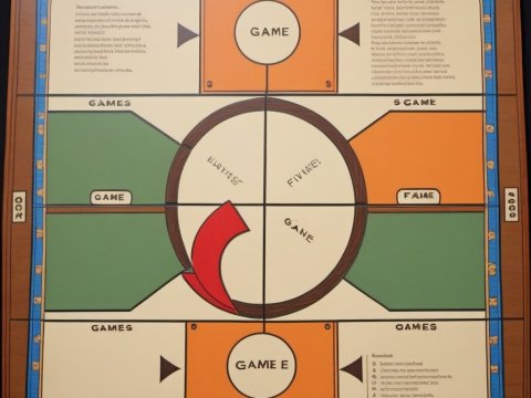 Vintage Style Board Game Layout with Sections and Instructions