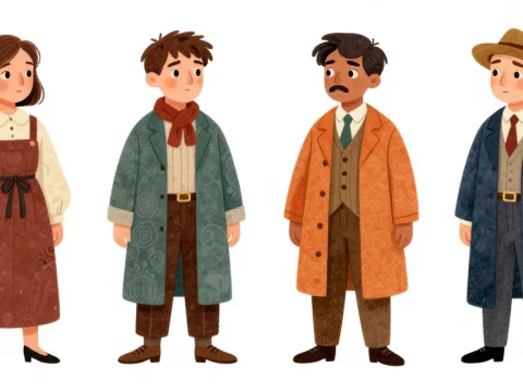Vintage Style Character Illustrations in Warm Tones