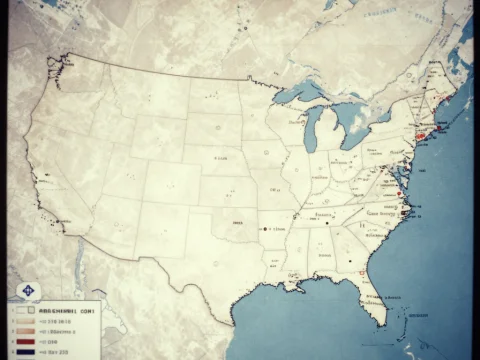 Vintage Styled Map of the United States with Coastal Markings