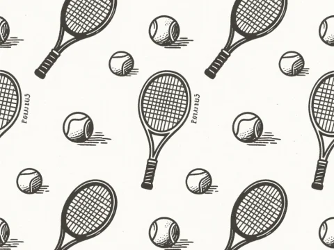 Vintage Tennis Racket and Ball Pattern