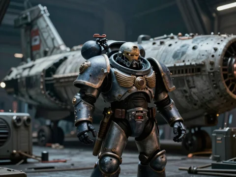 Voidfarer Space Marine in Armored Power Suit
