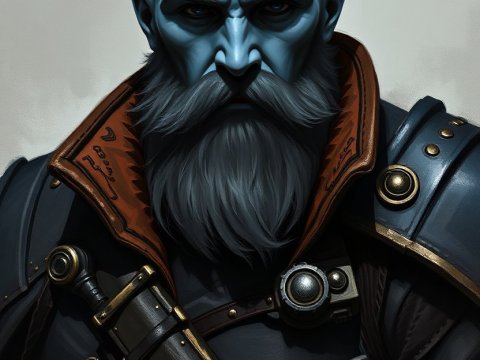 Warhammer 40K Inspired Bald Bearded Human Rogue Portrait