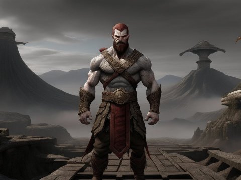 Warrior Standing in Mystical Ancient Landscape