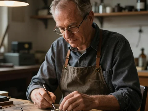 Watchmaker Repairing a Timepiece in Cozy Workshop