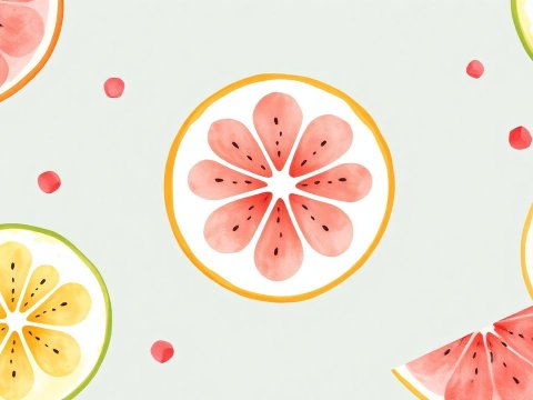 Watercolor Citrus Fruit Slices Pattern