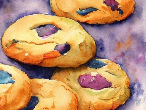 Watercolor Fruit Cookies on Purple Background
