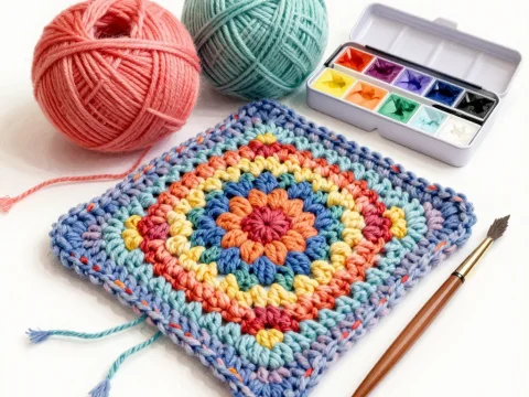 Watercolor Style Crochet Yarn and Paint Set