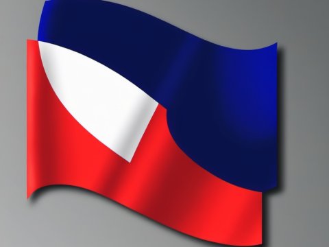 Waving Flag with Blue, White, and Red Colors