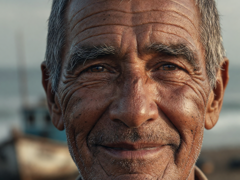 Weathered Fisherman's Gentle Gaze