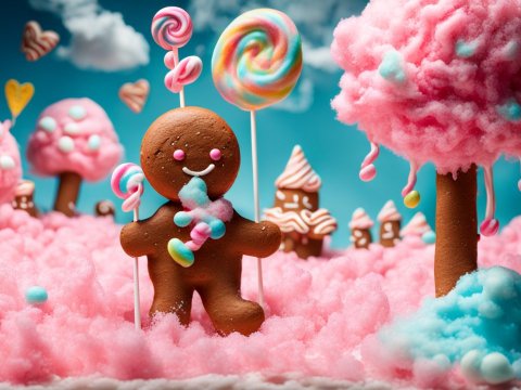 Whimsical Cotton Candy Gingerbread Dreamscape