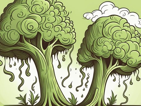 Whimsical Dripping Trees Illustration