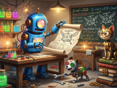 Whimsical Robot Inventor's Workshop